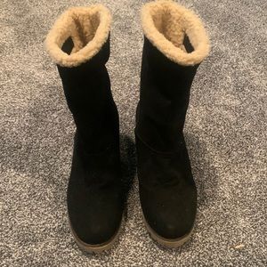Black Wedge Boots